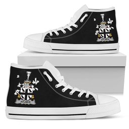 Irish Aylmer Coat of Arms Family Crest Ireland High Top Shoes (Women's/Men's) Black/ White Irish Shoes