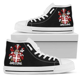 Irish Bath Coat of Arms Family Crest Ireland High Top Shoes (Women's/Men's) Black/ White Irish Shoes