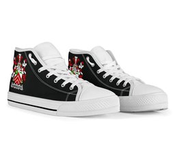 Irish Barrington Coat of Arms Family Crest Ireland High Top Shoes (Women's/Men's) Black/ White Irish Shoes
