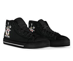 Irish Crean or O'Crean Coat of Arms Family Crest Ireland High Top Shoes (Women's/Men's) Black/ White Irish Shoes