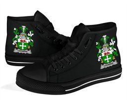 Irish Crombie Coat of Arms Family Crest Ireland High Top Shoes (Women's/Men's) Black/ White Irish Shoes