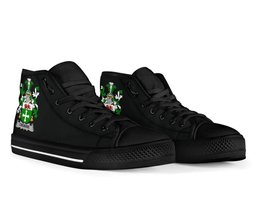 Irish Crombie Coat of Arms Family Crest Ireland High Top Shoes (Women's/Men's) Black/ White Irish Shoes