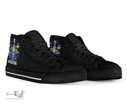 Irish Culligan or McColgan Coat of Arms Family Crest Ireland High Top Shoes (Women's/Men's) Black/ White Irish Shoes