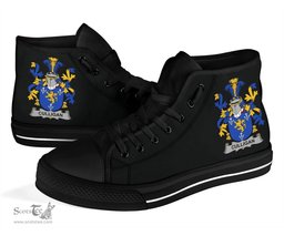 Irish Culligan or McColgan Coat of Arms Family Crest Ireland High Top Shoes (Women's/Men's) Black/ White Irish Shoes