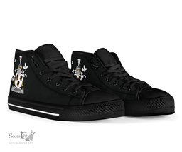 Irish Cardiffe Coat of Arms Family Crest Ireland High Top Shoes (Women's/Men's) Black/ White Irish Shoes