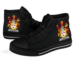 Irish Cairnes Coat of Arms Family Crest Ireland High Top Shoes (Women's/Men's) Black/ White Irish Shoes
