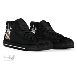 Irish Burnell Coat of Arms Family Crest Ireland High Top Shoes (Women's/Men's) Black/ White Irish Shoes