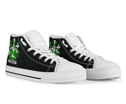 Irish Connor or O'Connor (Corcomroe) Coat of Arms Family Crest Ireland High Top Shoes (Women's/Men's) Black/ White Irish Shoes