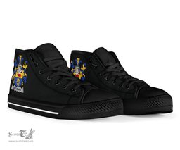 Irish Brosnan or O'Brosnan Coat of Arms Family Crest Ireland High Top Shoes (Women's/Men's) Black/ White Irish Shoes