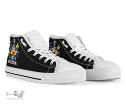 Irish Brosnan or O'Brosnan Coat of Arms Family Crest Ireland High Top Shoes (Women's/Men's) Black/ White Irish Shoes