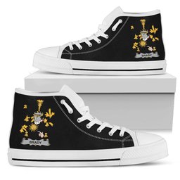 Irish Brady or McBrady Coat of Arms Family Crest Ireland High Top Shoes (Women's/Men's) Black/ White Irish Shoes