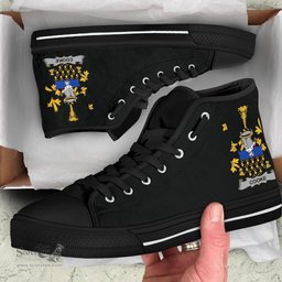 Irish Cooke Coat of Arms Family Crest Ireland High Top Shoes (Women's/Men's) Black/ White Irish Shoes