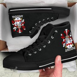 Irish Bloomfield Coat of Arms Family Crest Ireland High Top Shoes (Women's/Men's) Black/ White Irish Shoes