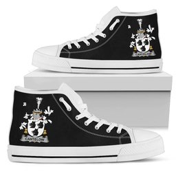 Irish Cantelow (e) Coat of Arms Family Crest Ireland High Top Shoes (Women's/Men's) Black/ White Irish Shoes