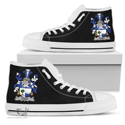 Irish Coey or McCoey Coat of Arms Family Crest Ireland High Top Shoes (Women's/Men's) Black/ White Irish Shoes
