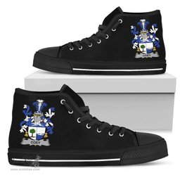 Irish Coey or McCoey Coat of Arms Family Crest Ireland High Top Shoes (Women's/Men's) Black/ White Irish Shoes