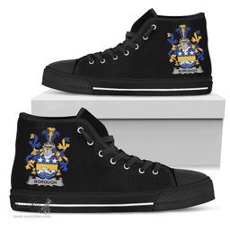 Irish Borough Coat of Arms Family Crest Ireland High Top Shoes (Women's/Men's) Black/ White Irish Shoes