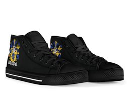 Irish Cadogan Coat of Arms Family Crest Ireland High Top Shoes (Women's/Men's) Black/ White Irish Shoes