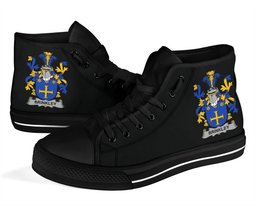 Irish Brinkley Coat of Arms Family Crest Ireland High Top Shoes (Women's/Men's) Black/ White Irish Shoes
