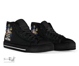 Irish Cox Coat of Arms Family Crest Ireland High Top Shoes (Women's/Men's) Black/ White Irish Shoes