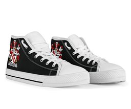 Irish Clarke Coat of Arms Family Crest Ireland High Top Shoes (Women's/Men's) Black/ White Irish Shoes