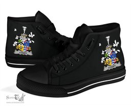 Irish Cosby (Lord Sydney) Coat of Arms Family Crest Ireland High Top Shoes (Women's/Men's) Black/ White Irish Shoes