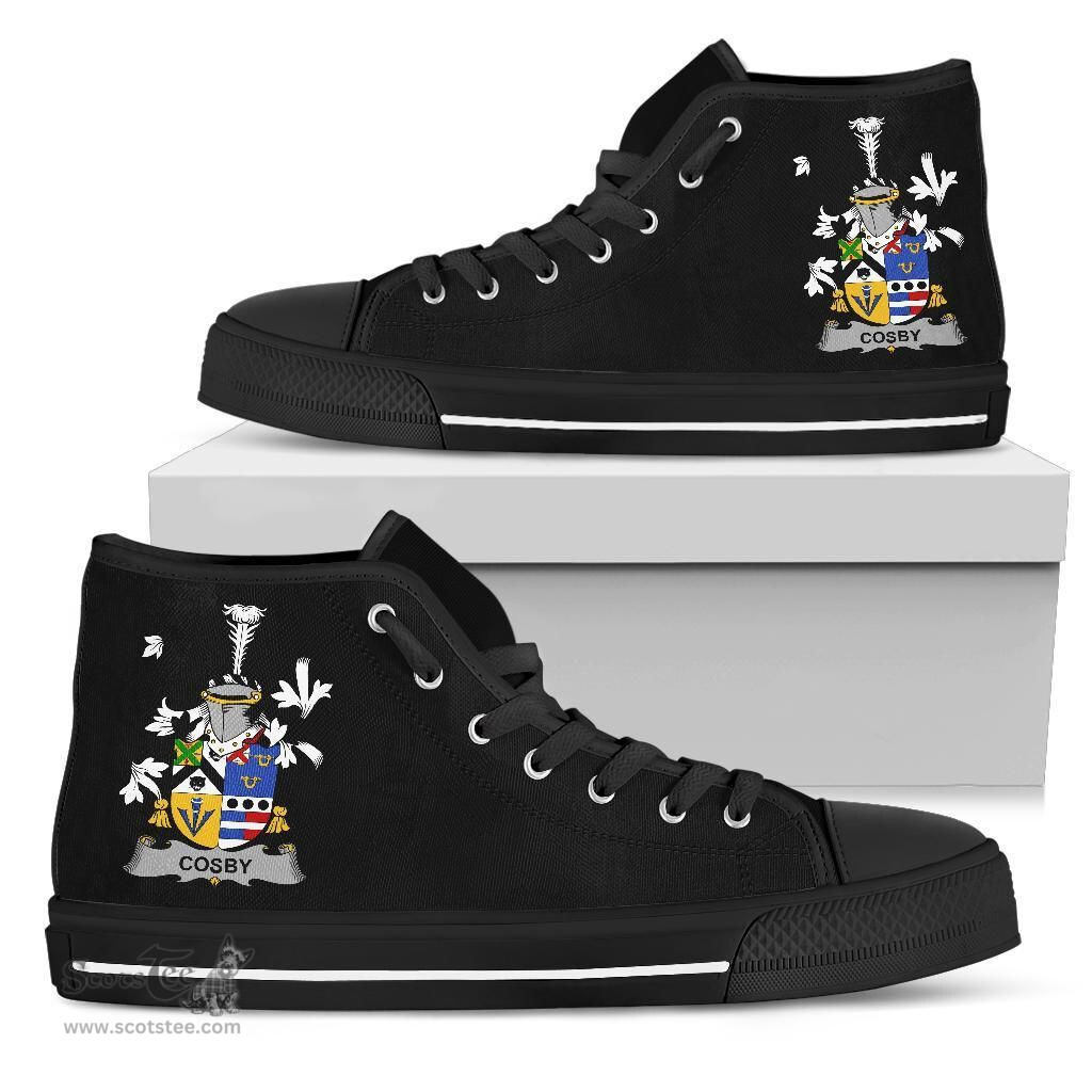 Irish Cosby (Lord Sydney) Coat of Arms Family Crest Ireland High Top Shoes (Women's/Men's) Black/ White Irish Shoes