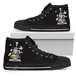 Irish Cosby (Lord Sydney) Coat of Arms Family Crest Ireland High Top Shoes (Women's/Men's) Black/ White Irish Shoes