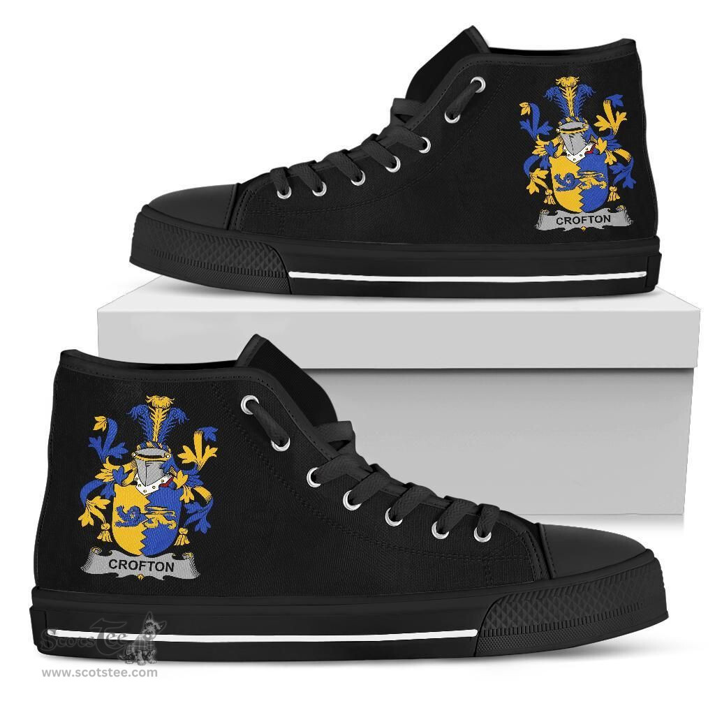Irish Crofton Coat of Arms Family Crest Ireland High Top Shoes (Women's/Men's) Black/ White Irish Shoes