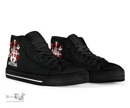 Irish Courcy (de) Lord Kingsale Coat of Arms Family Crest Ireland High Top Shoes (Women's/Men's) Black/ White Irish Shoes