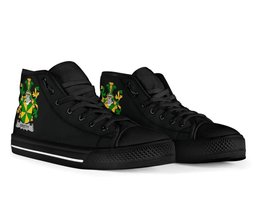 Irish Crotty or O'Crotty Coat of Arms Family Crest Ireland High Top Shoes (Women's/Men's) Black/ White Irish Shoes