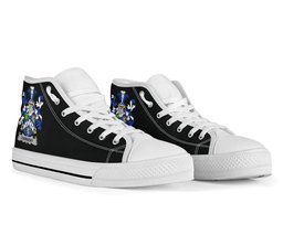 Irish Chinnery Coat of Arms Family Crest Ireland High Top Shoes (Women's/Men's) Black/ White Irish Shoes