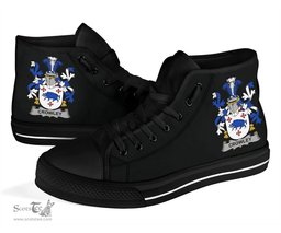 Irish Crowley or O'Crouley Coat of Arms Family Crest Ireland High Top Shoes (Women's/Men's) Black/ White Irish Shoes