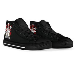 Irish Carden Coat of Arms Family Crest Ireland High Top Shoes (Women's/Men's) Black/ White Irish Shoes