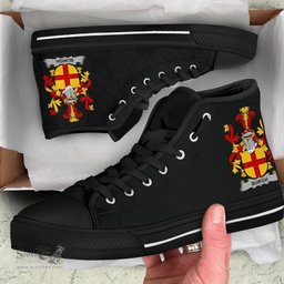 Irish Burgh Coat of Arms Family Crest Ireland High Top Shoes (Women's/Men's) Black/ White Irish Shoes