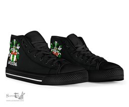 Irish Brophy or O'Brophy Coat of Arms Family Crest Ireland High Top Shoes (Women's/Men's) Black/ White Irish Shoes