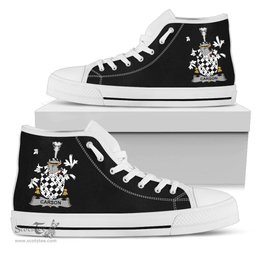 Irish Carson Coat of Arms Family Crest Ireland High Top Shoes (Women's/Men's) Black/ White Irish Shoes