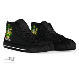 Irish Corrigan or O'Corrigan Coat of Arms Family Crest Ireland High Top Shoes (Women's/Men's) Black/ White Irish Shoes