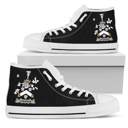 Irish Canavan or O'Canavan Coat of Arms Family Crest Ireland High Top Shoes (Women's/Men's) Black/ White Irish Shoes