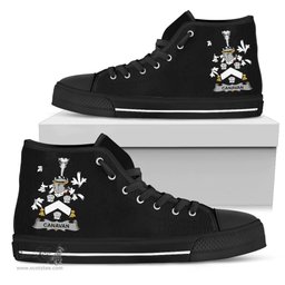 Irish Canavan or O'Canavan Coat of Arms Family Crest Ireland High Top Shoes (Women's/Men's) Black/ White Irish Shoes