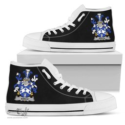 Irish Birch Coat of Arms Family Crest Ireland High Top Shoes (Women's/Men's) Black/ White Irish Shoes