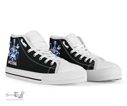 Irish Birch Coat of Arms Family Crest Ireland High Top Shoes (Women's/Men's) Black/ White Irish Shoes