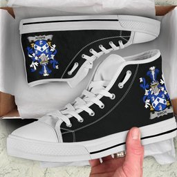 Irish Birch Coat of Arms Family Crest Ireland High Top Shoes (Women's/Men's) Black/ White Irish Shoes