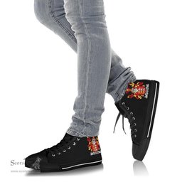 Irish Brien or O'Brien Coat of Arms Family Crest Ireland High Top Shoes (Women's/Men's) Black/ White Irish Shoes
