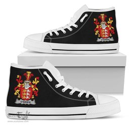 Irish Brien or O'Brien Coat of Arms Family Crest Ireland High Top Shoes (Women's/Men's) Black/ White Irish Shoes