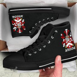 Irish Blackney Coat of Arms Family Crest Ireland High Top Shoes (Women's/Men's) Black/ White Irish Shoes