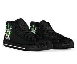Irish Connor or O'Connor (Faly) Coat of Arms Family Crest Ireland High Top Shoes (Women's/Men's) Black/ White Irish Shoes