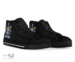 Irish Cleare Coat of Arms Family Crest Ireland High Top Shoes (Women's/Men's) Black/ White Irish Shoes