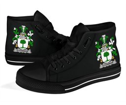 Irish Connor or O'Connor (Don) Coat of Arms Family Crest Ireland High Top Shoes (Women's/Men's) Black/ White Irish Shoes