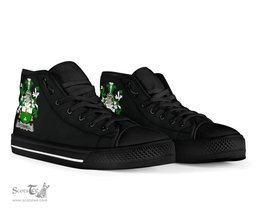 Irish Connell or O'Connell Coat of Arms Family Crest Ireland High Top Shoes (Women's/Men's) Black/ White Irish Shoes